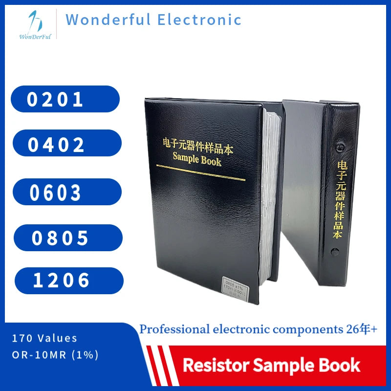 Resistor Kit SMD Sample Book 0402 Chip Resistor Assortment Kit 1206 0805 02011% FR-07 SMT 170 Values 0R-10M Smd Sample Book