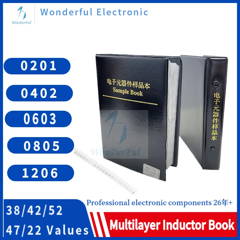 SMD Multilayer Ceramic Inductor Kit 0201 0402 0603 0805 1206 Chip Inductance Assorted Kit Sample Book