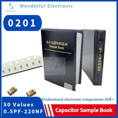 Capacitors Kit SMD 0201 Capacitor Sample BooK 0402 0603 0805 1206 Chip Assortment Pack 80/90/92values 25 50 pcs