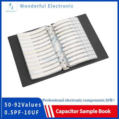 Capacitors Kit SMD 0201 Capacitor Sample BooK 0402 0603 0805 1206 Chip Assortment Pack 80/90/92values 25 50 pcs