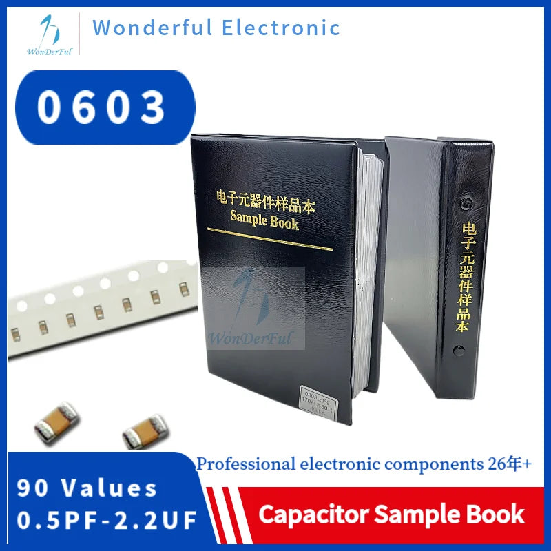 Capacitors Kit SMD 0603 Capacitor Sample BooK  0201 0402 0805 1206 Chip Assortment Pack 80/90/92values 25 50 pcs