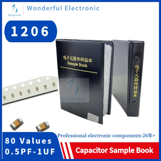 Capacitors Kit SMD 1206 Capacitor Sample BooK 0201 0402 0603 0805 Chip Assortment Pack 80/90/92values 25 50 pcs