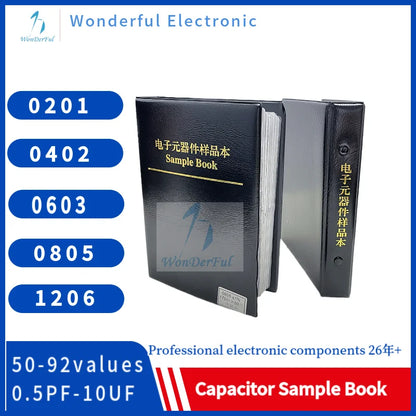 Capacitors Kit SMD  Capacitor Sample BooK 0201 0402 0603 0805 1206 Chip Assortment Pack 80/90/92values 25 50 pcs