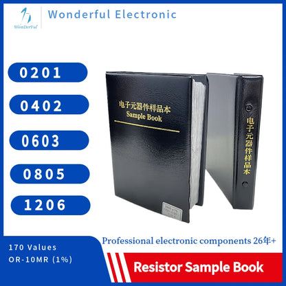 Resistor Kit SMD Sample Book 1206 Chip Resistor Assortment Kit 0603 0805 0402 02011% FR-07 SMT 170 Values 0R-10M Smd Sample Book