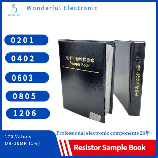 Resistor Kit SMD Sample Book Chip Resistor Assortment Kit 1206 0805 0603 0402 02011% FR-07 SMT 170 Values 0R-10M Smd Sample Book